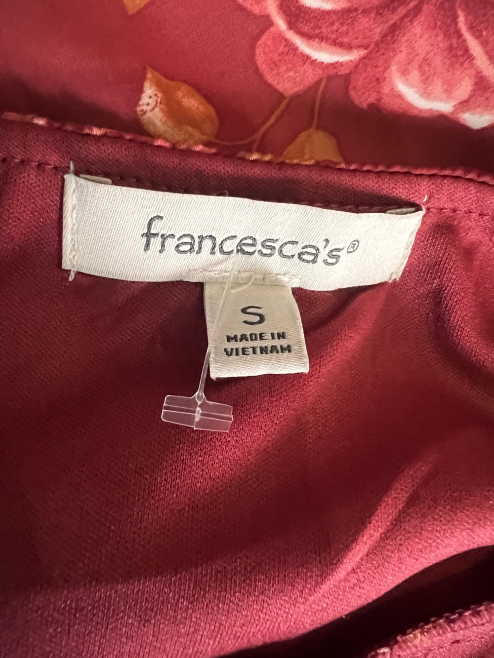 Francesca's Rose Red Floral Slip with Lace Detail - Picture 12 of 13